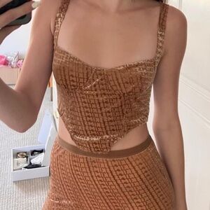 SKIMS Brown Crocodile Print Crop Top